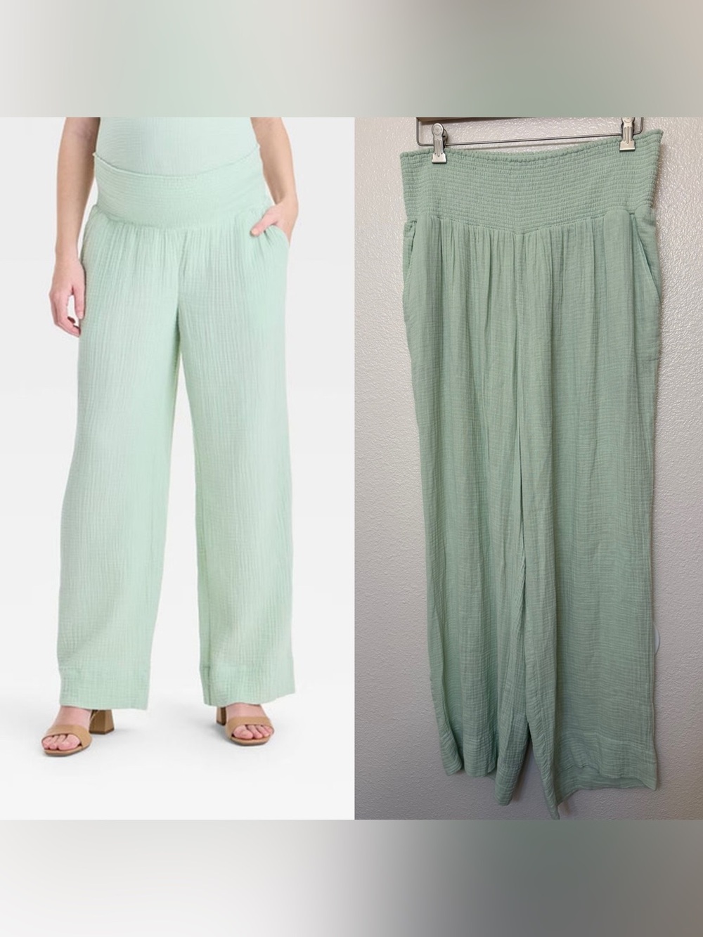 Isabel by Ingrid & Isabel Maternity XXL sage Green Gauze Wide Leg Lounge Pants